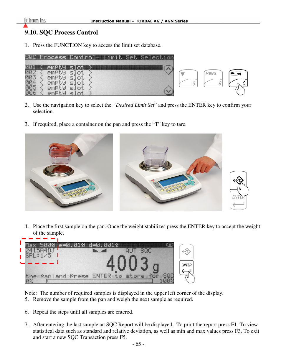 Sqc process control | Torbal AGN100 User Manual | Page 66 / 73