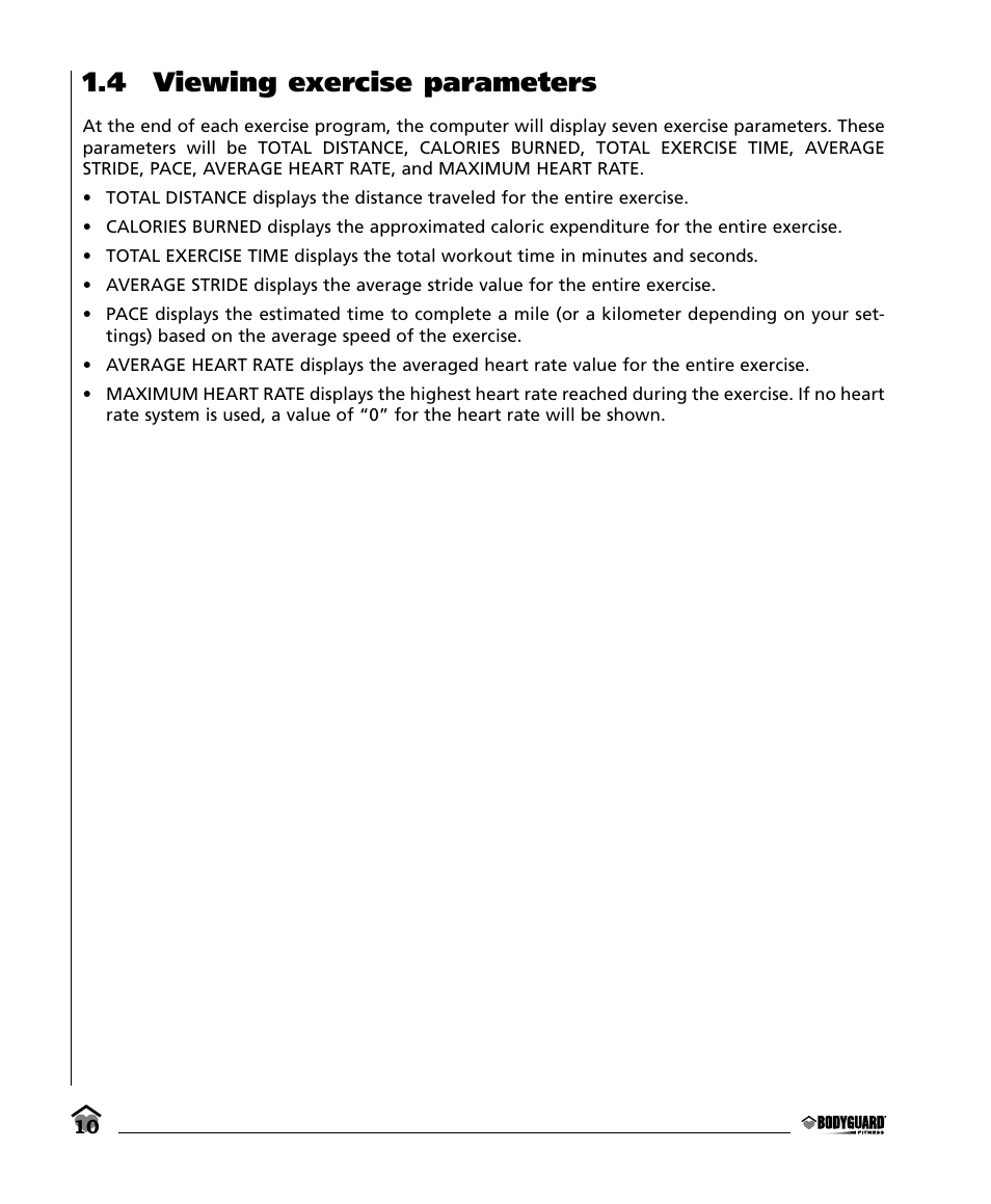 4 viewing exercise parameters | Bodyguard E350 Elliptical User Manual | Page 10 / 36