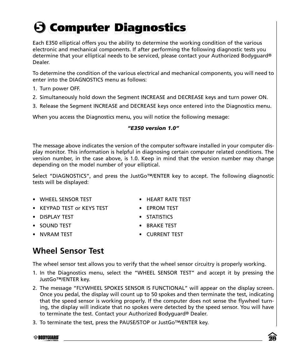 7computer | Bodyguard E350 Elliptical User Manual | Page 29 / 36
