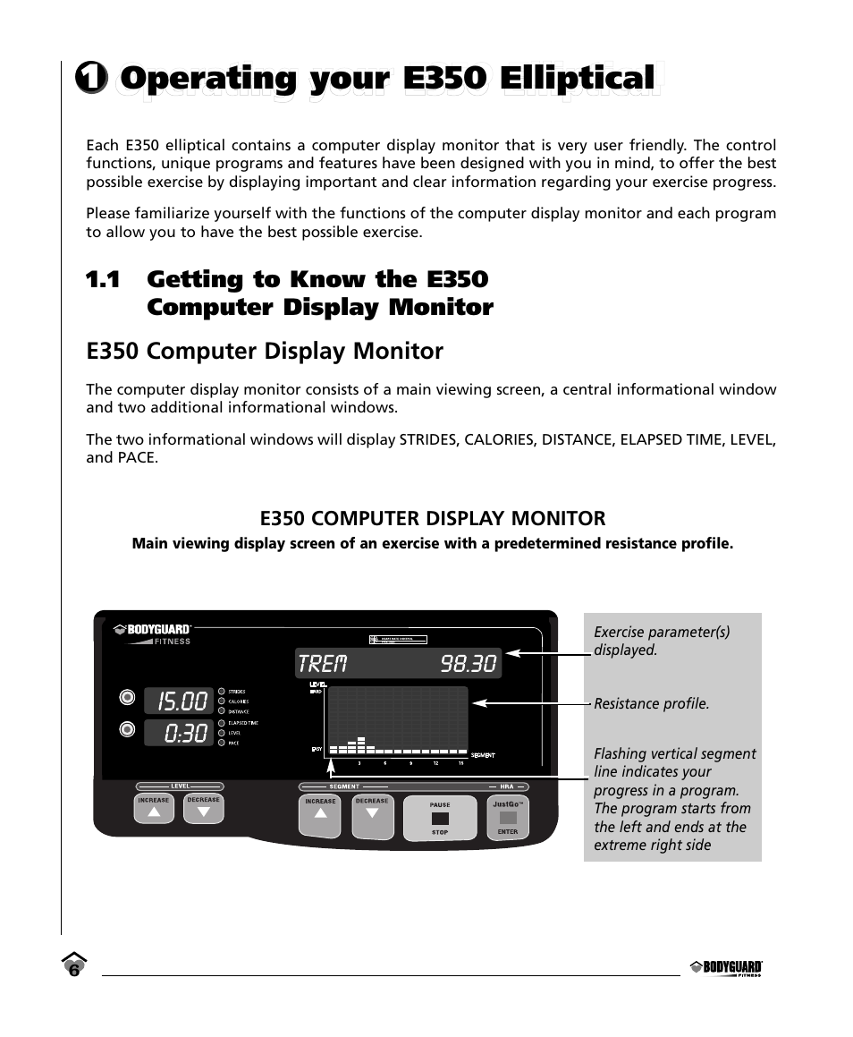 Bodyguard E350 Elliptical User Manual | Page 6 / 36