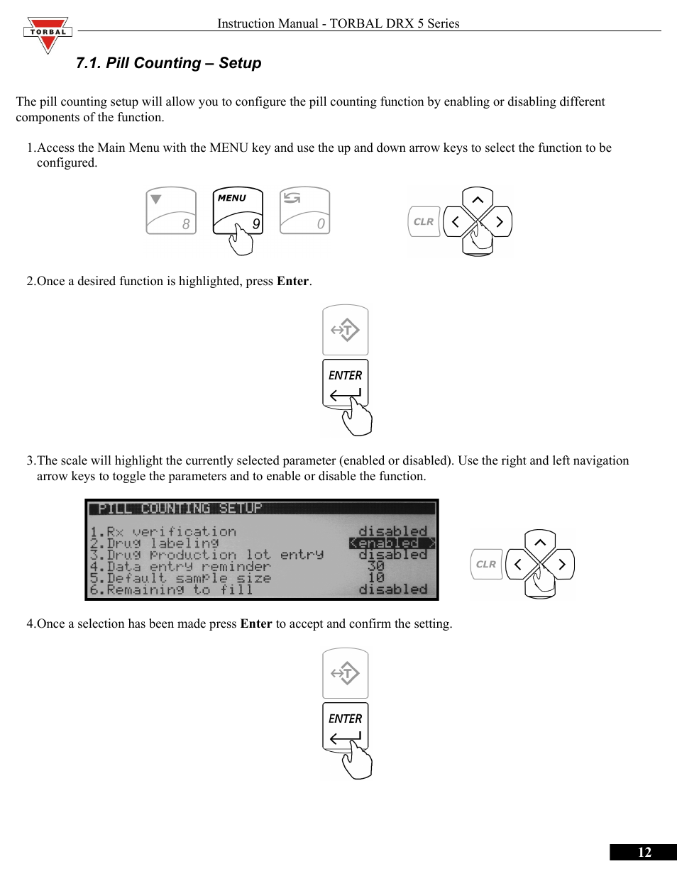 Pill counting – setup | Torbal DRX300 Manual User Manual | Page 12 / 50