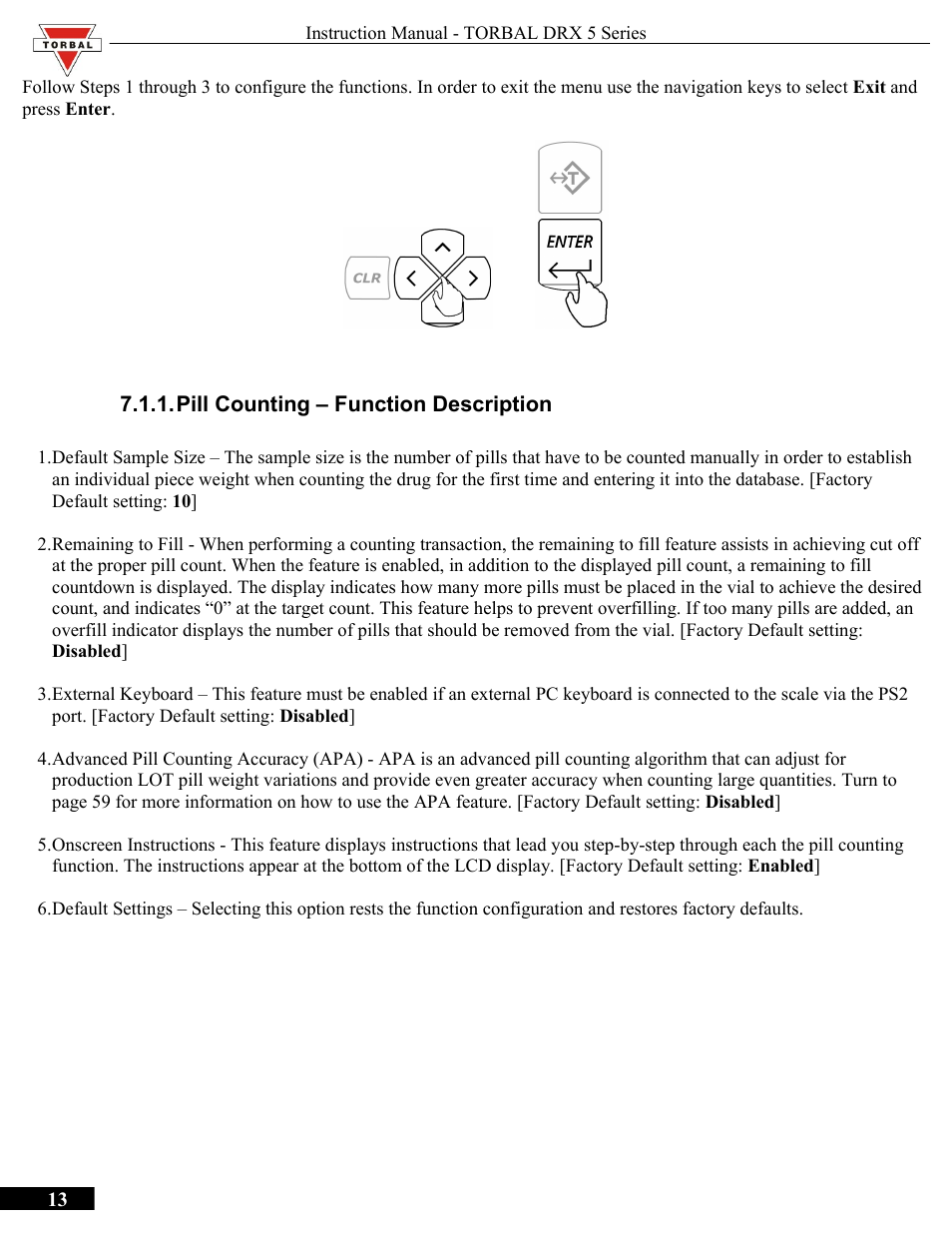 Pill counting – function description | Torbal DRX300 Manual User Manual | Page 13 / 50