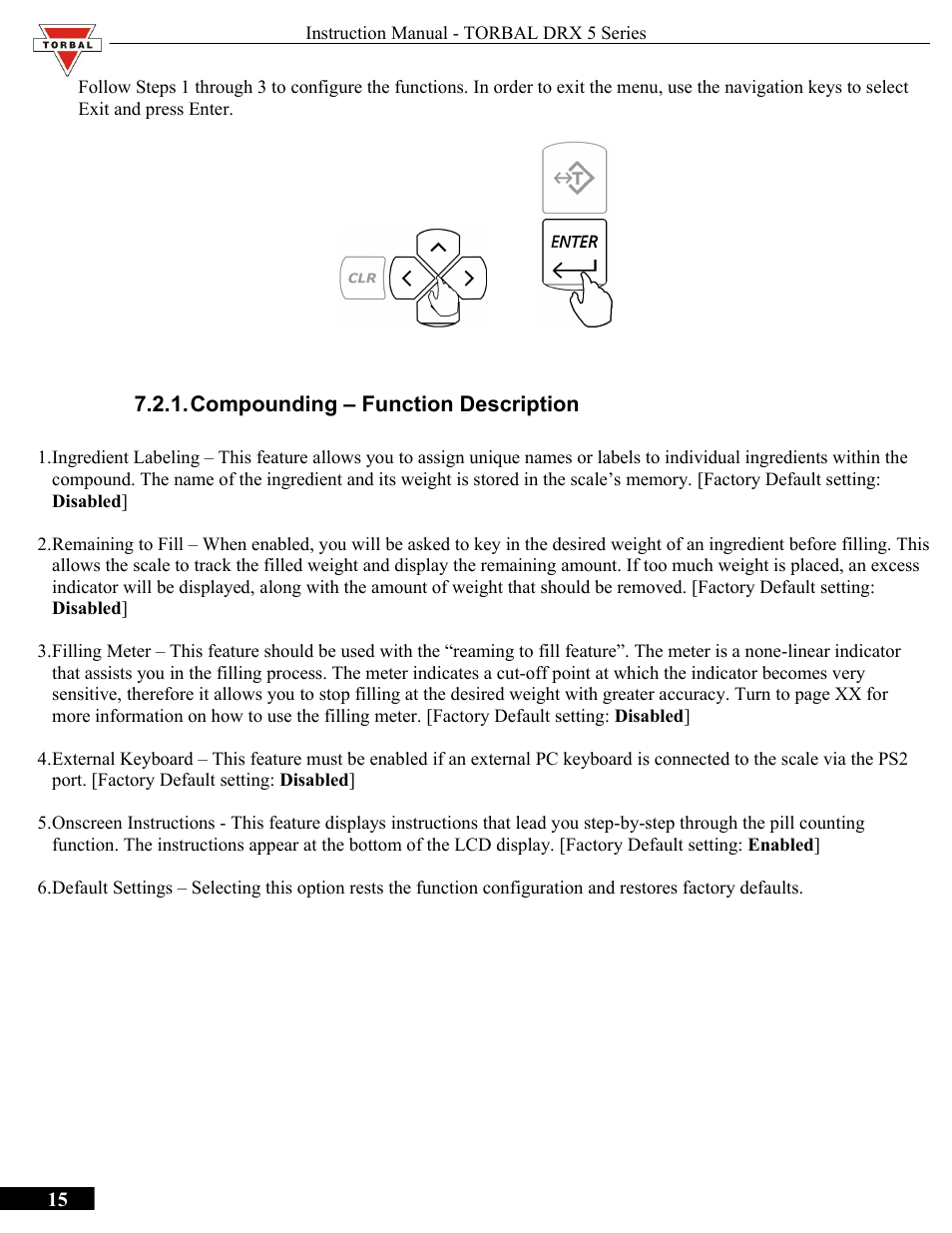 Compounding – function description | Torbal DRX300 Manual User Manual | Page 15 / 50