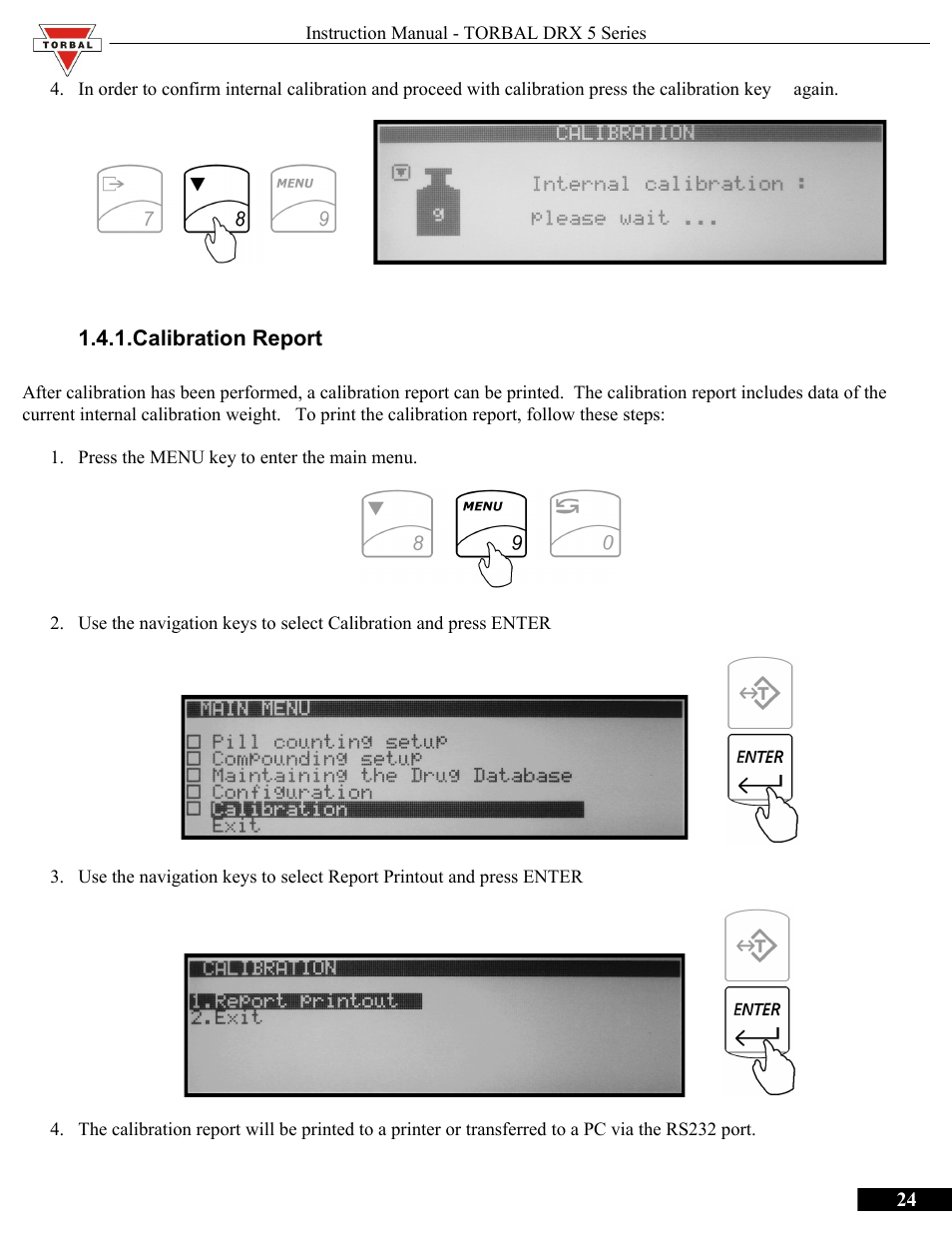 Calibration report | Torbal DRX300 Manual User Manual | Page 24 / 50