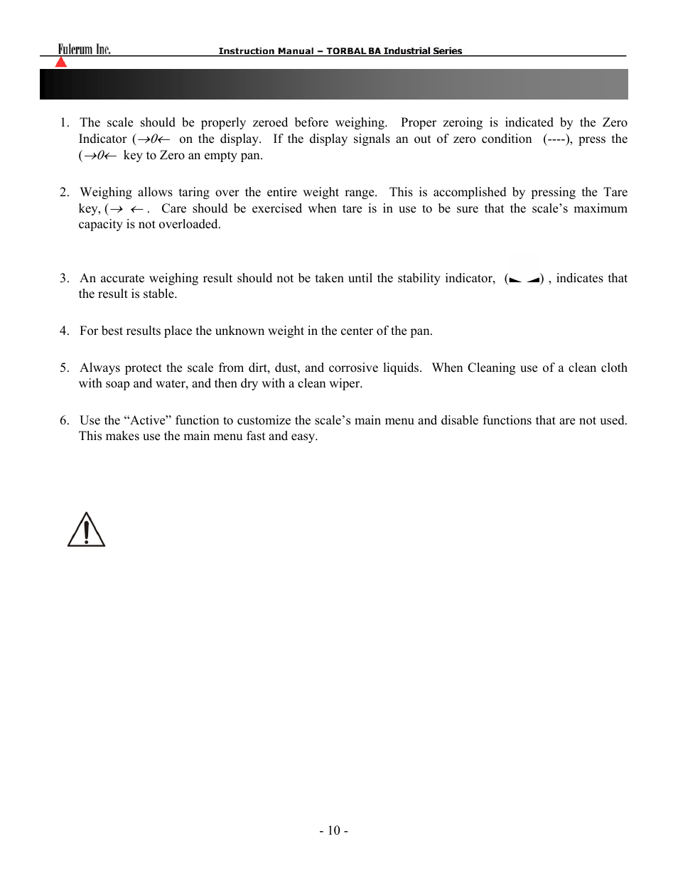 Chapter 6: basic principles of weighing | Torbal BA Bench Series User Manual | Page 10 / 57