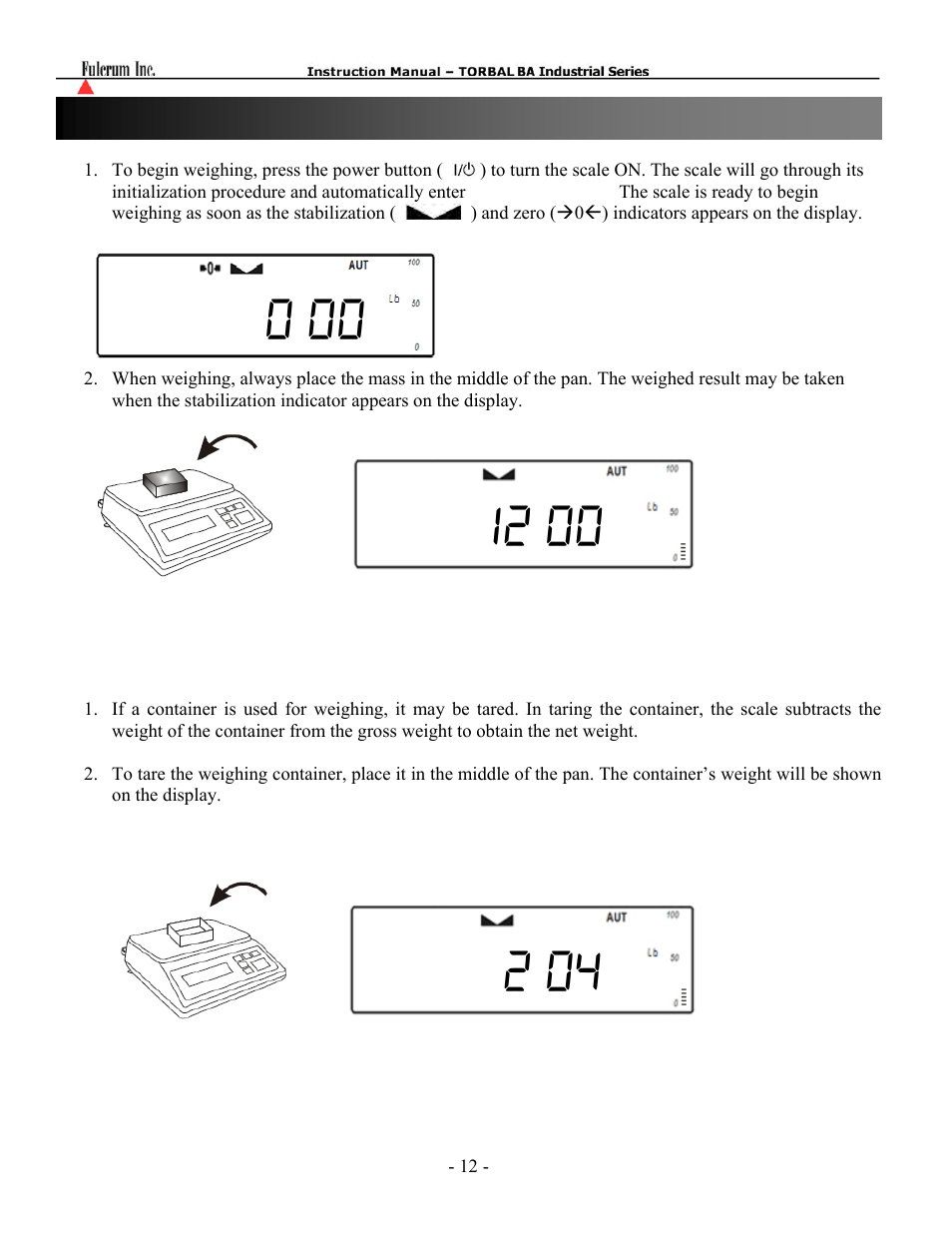 Torbal BA Bench Series User Manual | Page 12 / 57