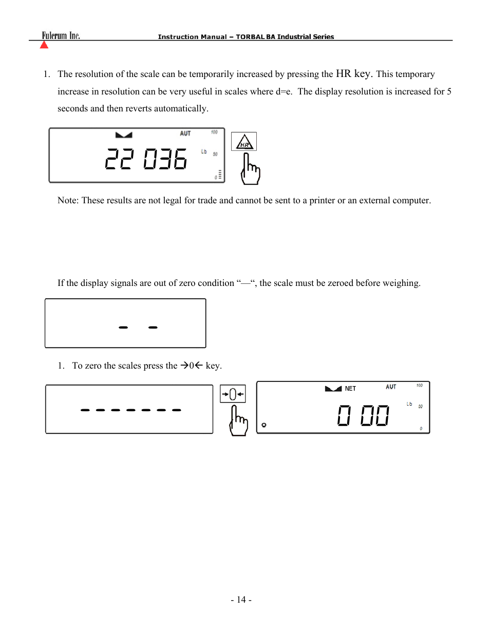 Torbal BA Bench Series User Manual | Page 14 / 57