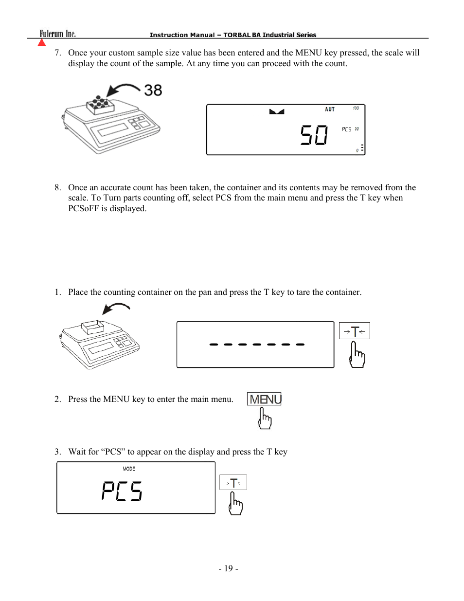 50 ------- pcs | Torbal BA Bench Series User Manual | Page 19 / 57