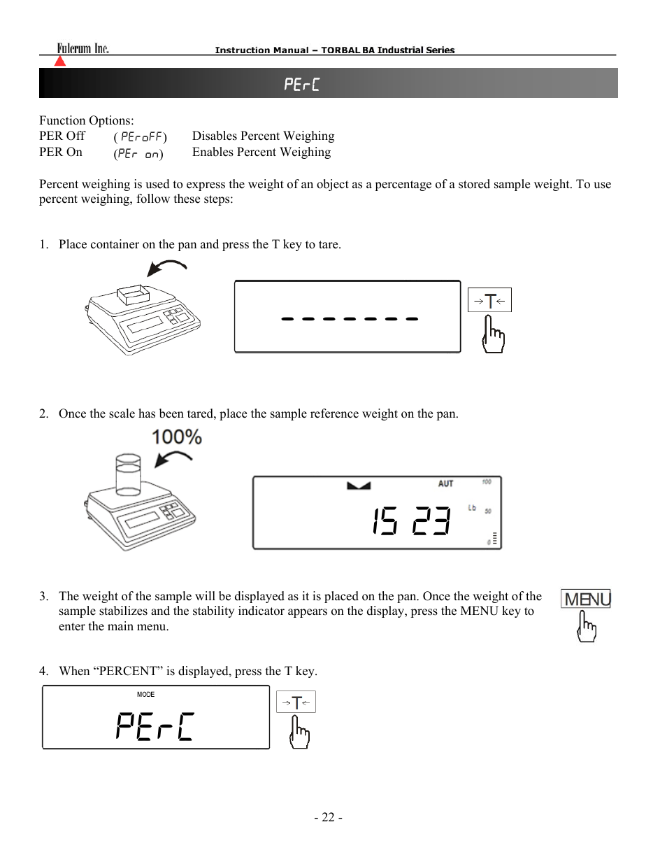 Perc | Torbal BA Bench Series User Manual | Page 22 / 57