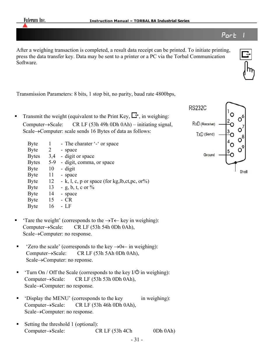 Torbal BA Bench Series User Manual | Page 31 / 57