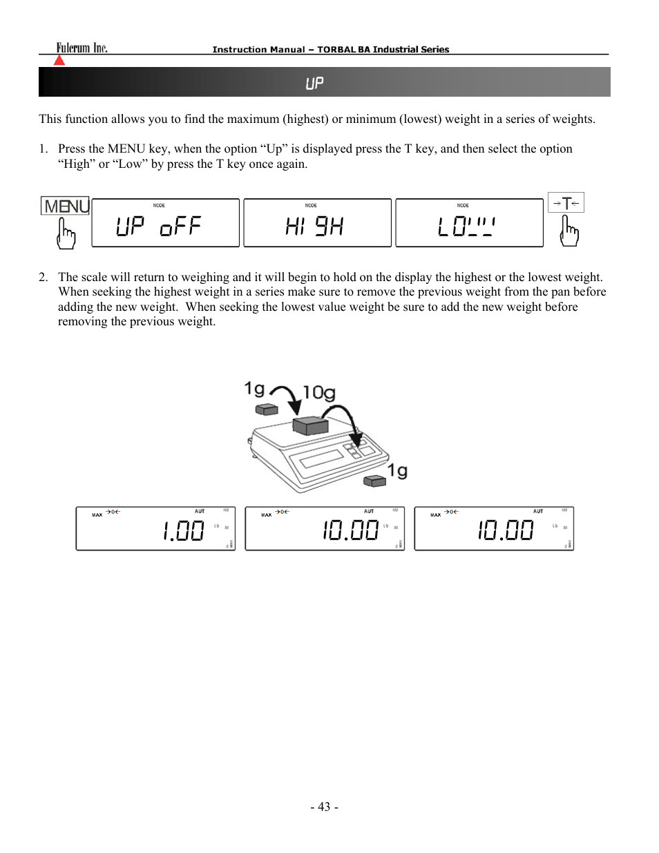 Torbal BA Bench Series User Manual | Page 43 / 57