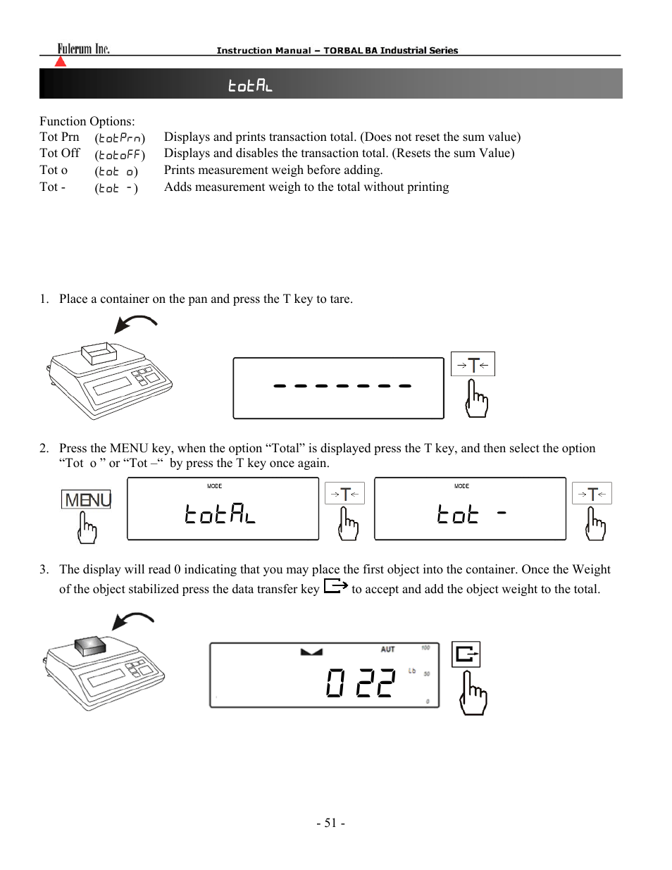 Total tot | Torbal BA Bench Series User Manual | Page 51 / 57