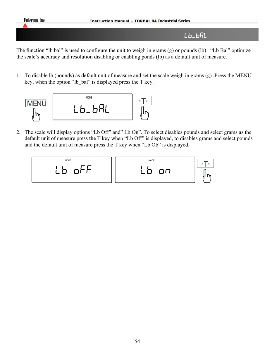 Lb_bal lb off lb on | Torbal BA Bench Series User Manual | Page 54 / 57
