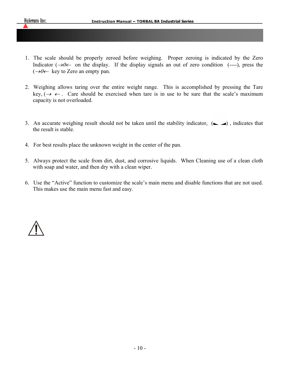 Chapter 6: basic principles of weighing | Torbal BA Platform Series User Manual | Page 11 / 59