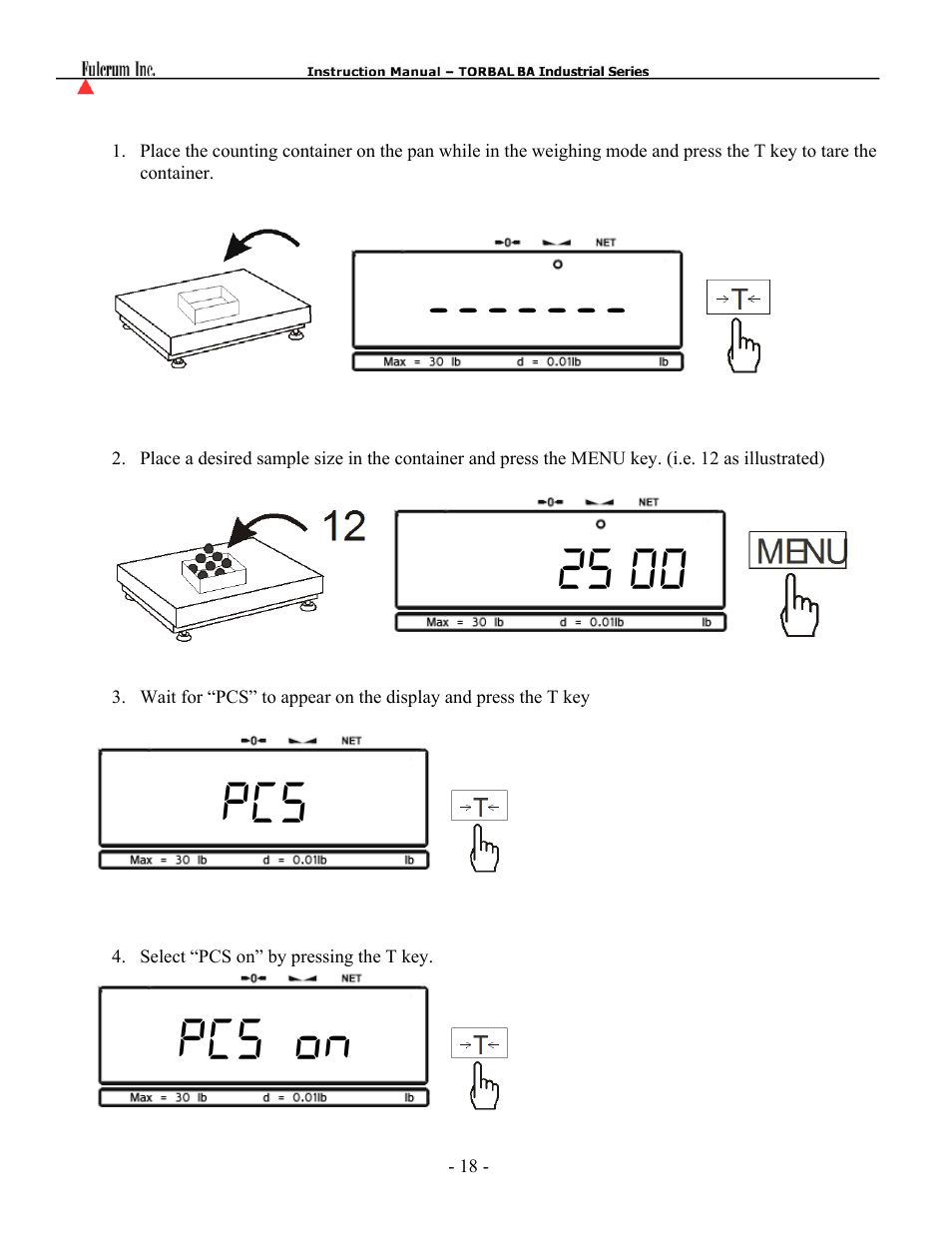 Pcs pcs on | Torbal BA Platform Series User Manual | Page 19 / 59