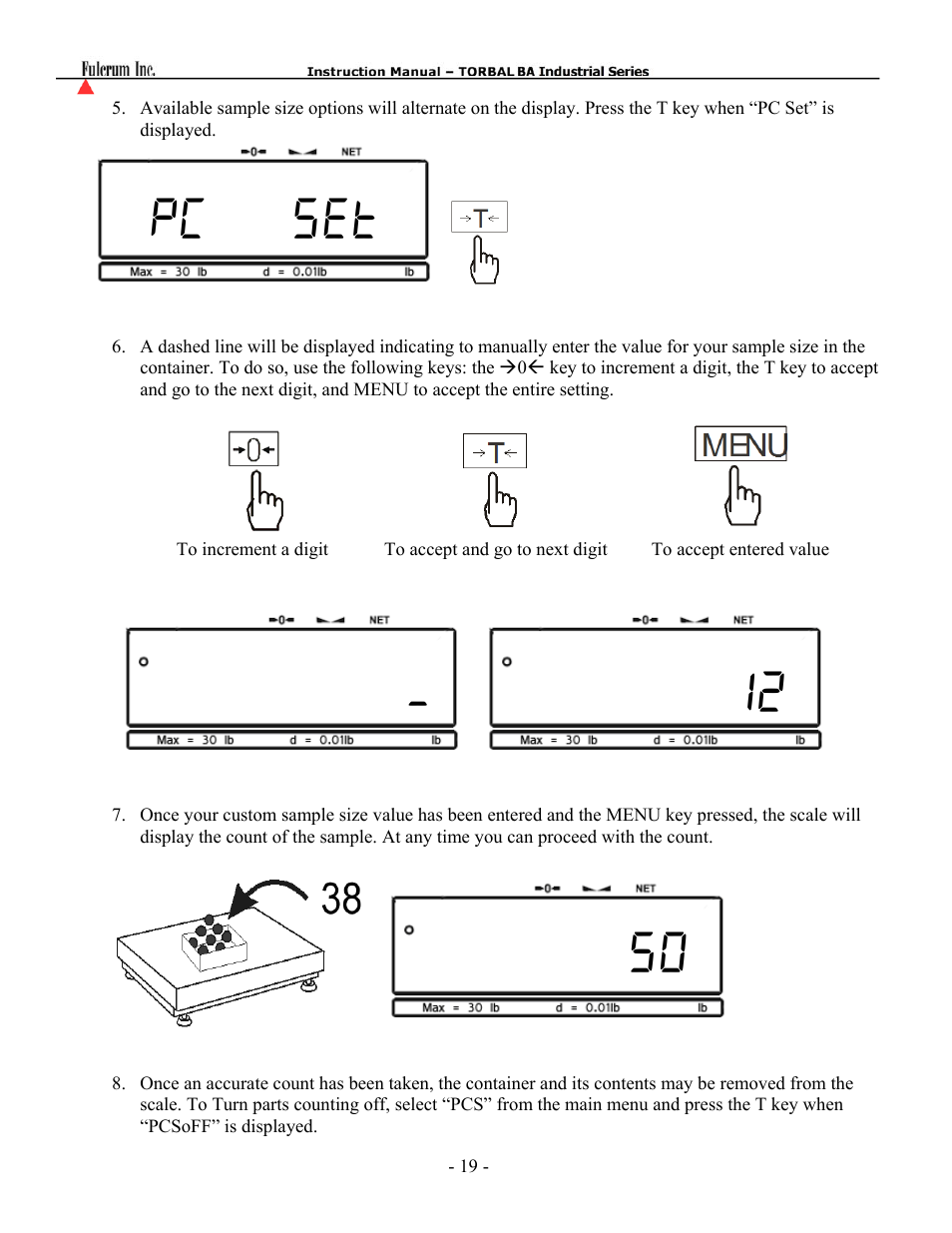 Pc set . 12 50 | Torbal BA Platform Series User Manual | Page 20 / 59