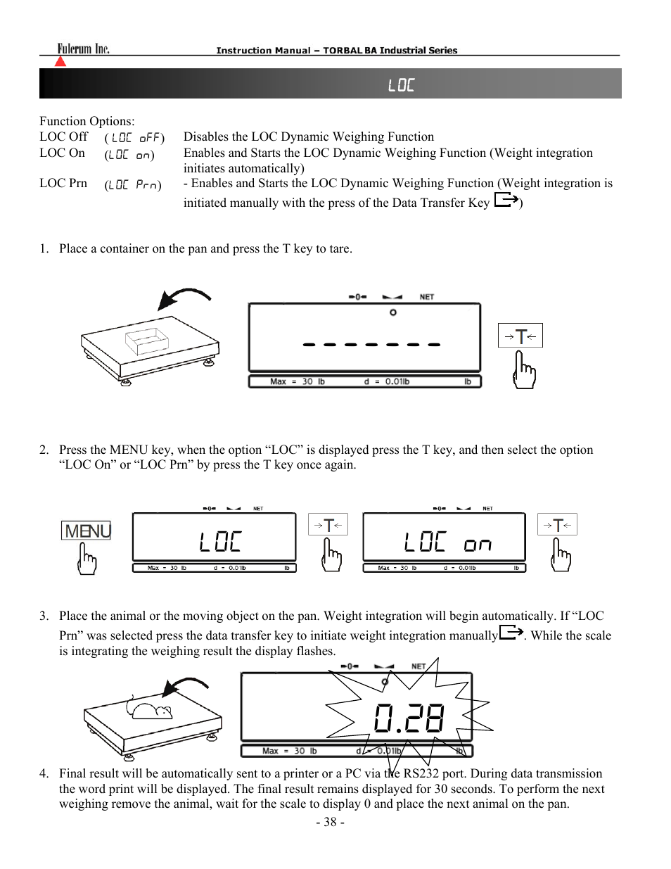 Loc loc on | Torbal BA Platform Series User Manual | Page 39 / 59