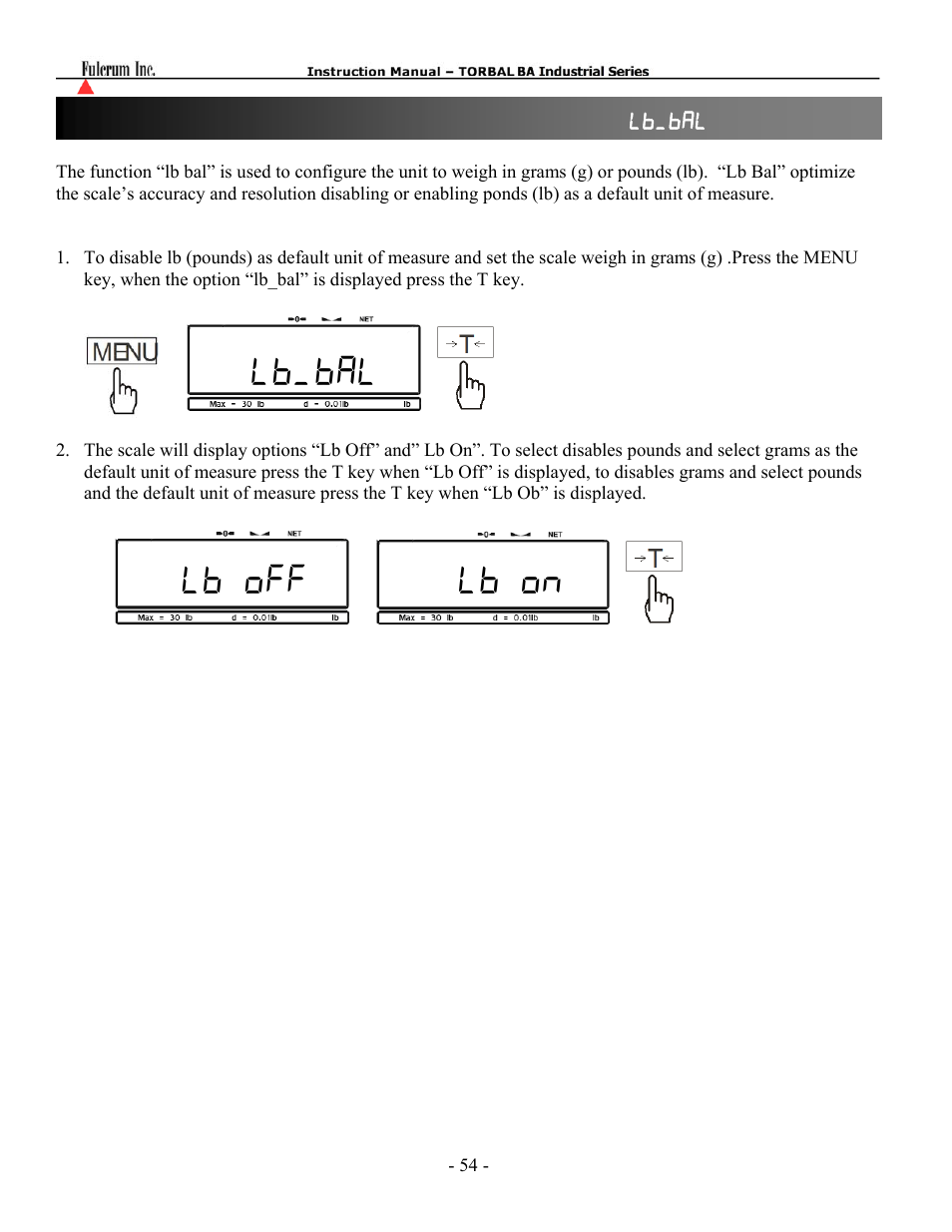 Lb_bal lb off lb on | Torbal BA Platform Series User Manual | Page 55 / 59