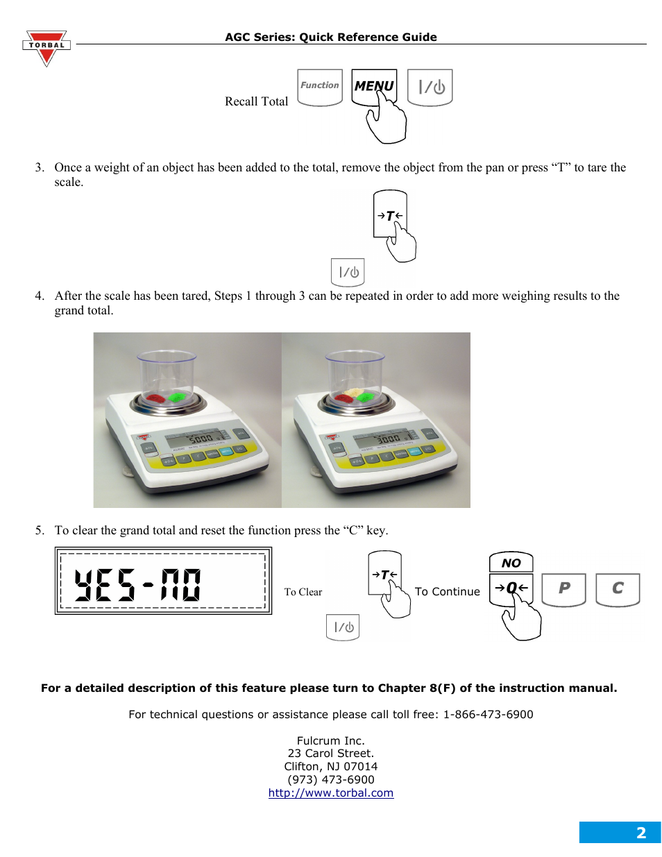 Torbal AGC Series Parts Counting User Manual | Page 2 / 2