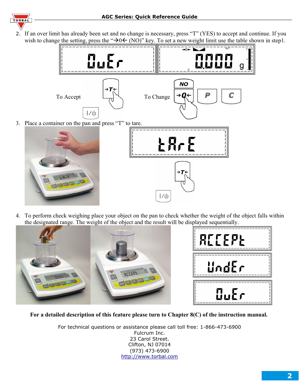 Torbal AGC Series Percent Weighing User Manual | Page 2 / 2