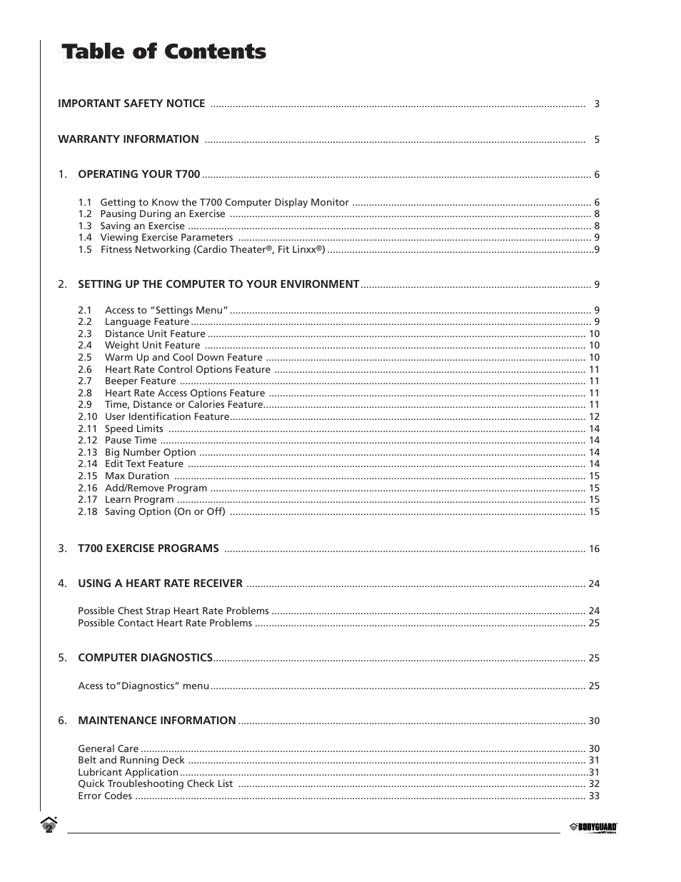 Bodyguard T700 User Manual | Page 2 / 36