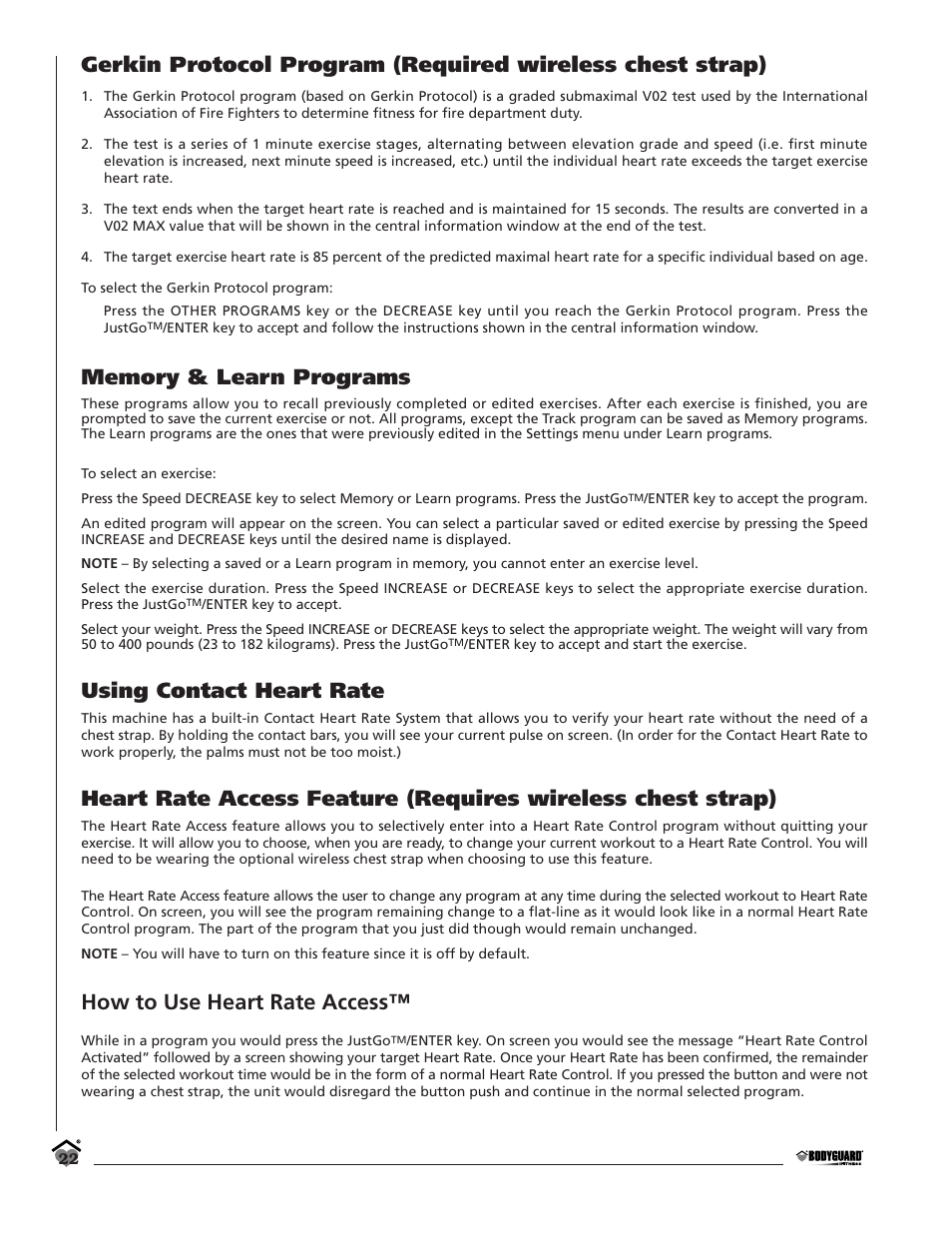 Using contact heart rate, How to use heart rate access | Bodyguard T700 User Manual | Page 22 / 36