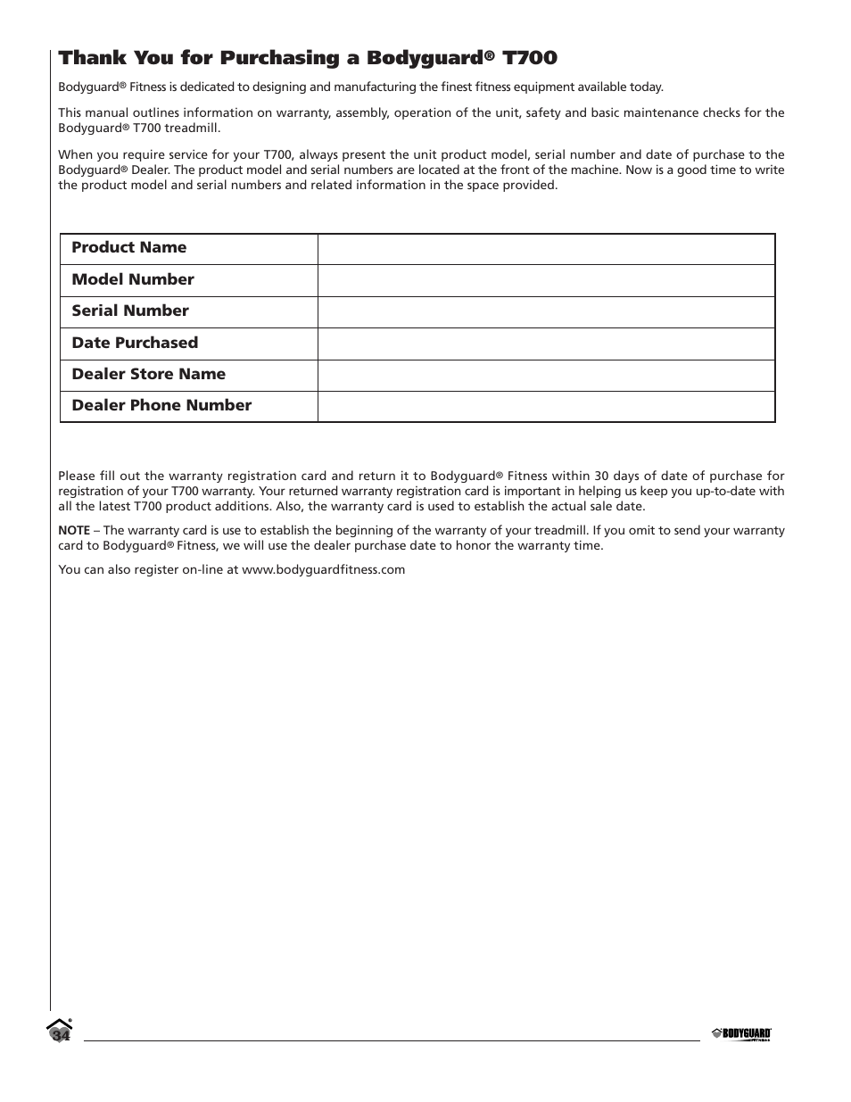 T700 | Bodyguard T700 User Manual | Page 34 / 36