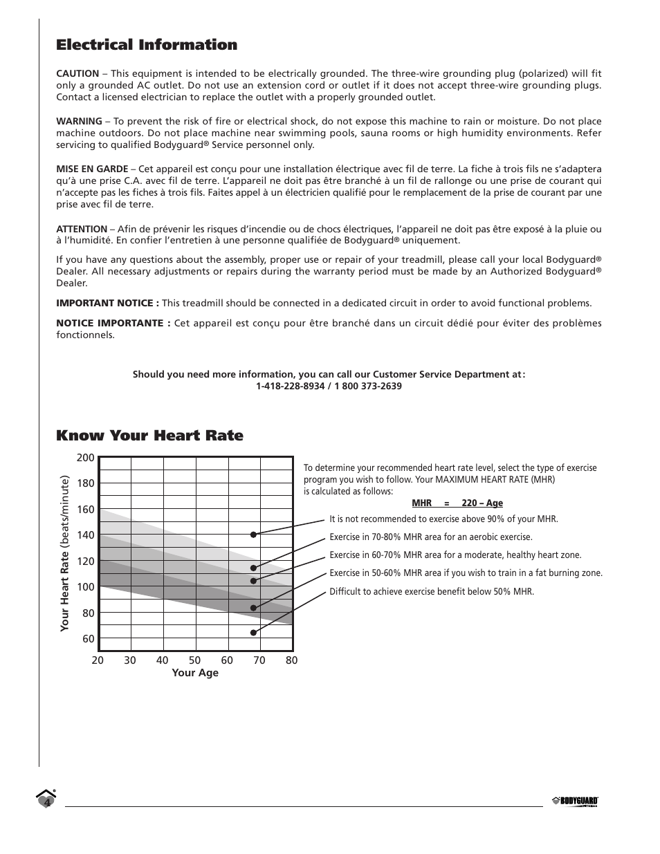 Electrical information, Know your heart rate | Bodyguard T700 User Manual | Page 4 / 36