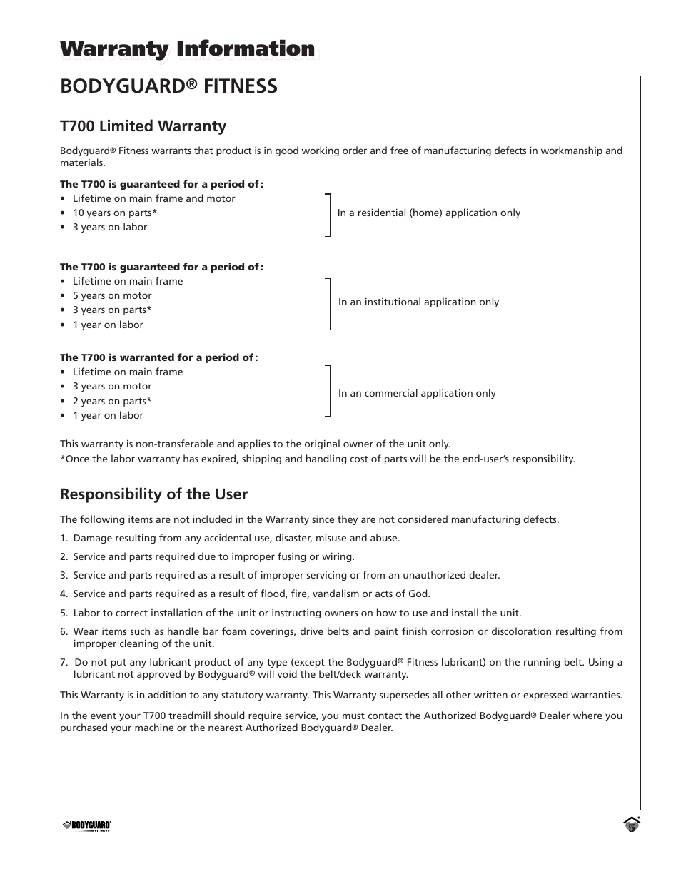 Bodyguard, Fitness | Bodyguard T700 User Manual | Page 5 / 36