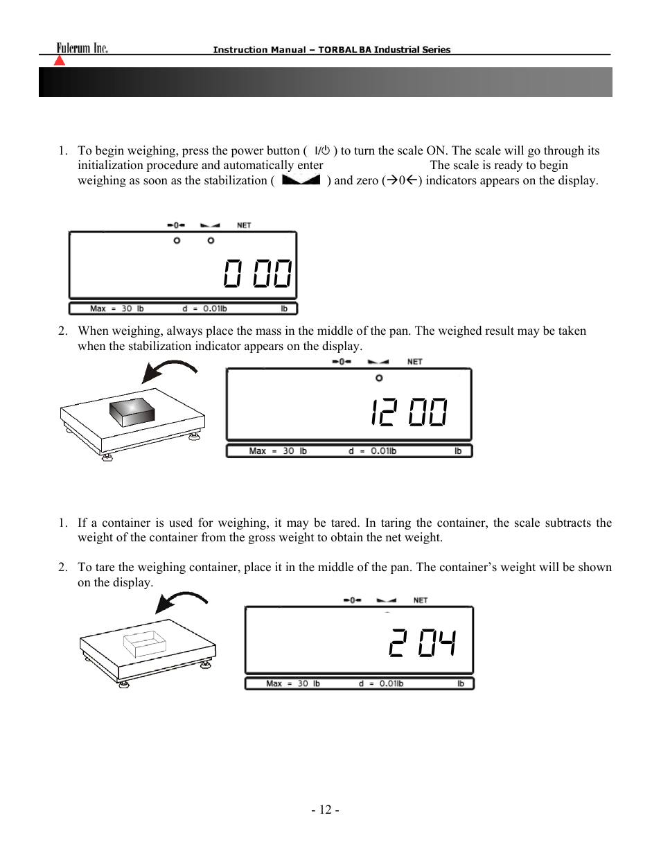 Torbal BA Industrial Platform User Manual | Page 12 / 57