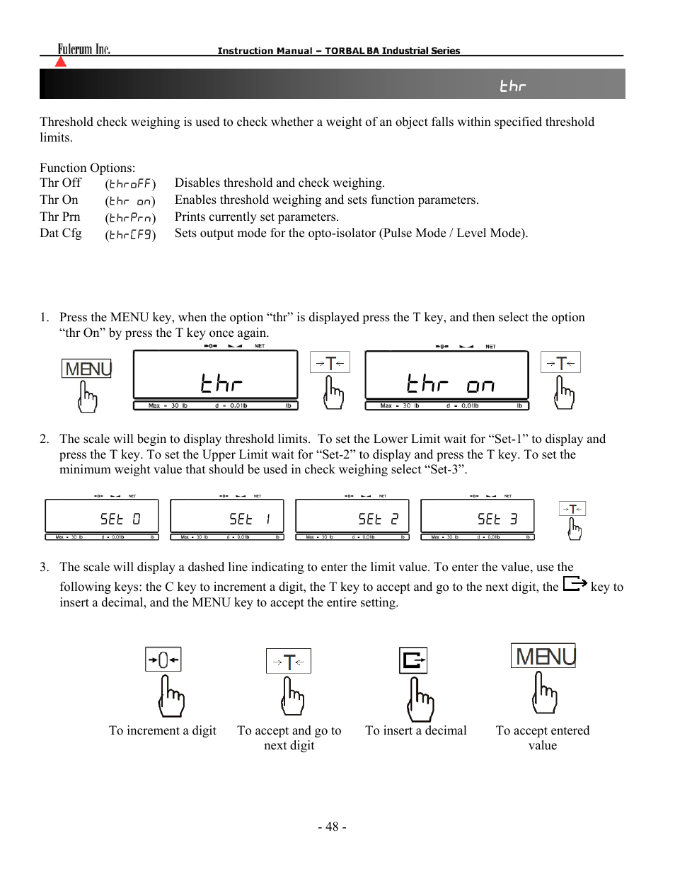 Thr thr on | Torbal BA Industrial Platform User Manual | Page 48 / 57