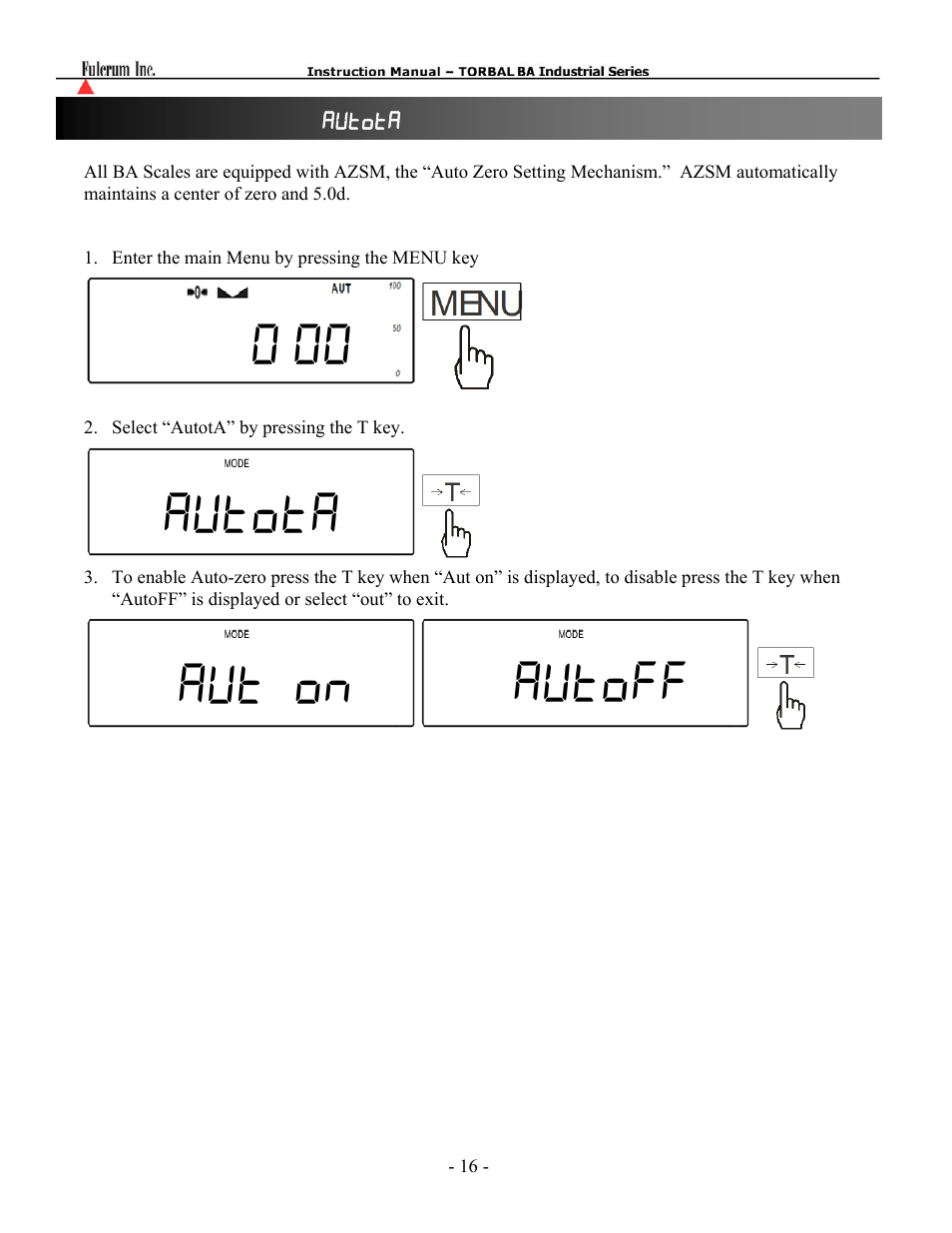 00 autota aut on autoff | Torbal BAS Series User Manual | Page 17 / 59