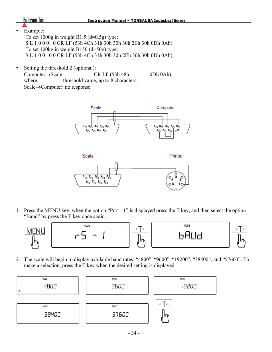 Rs -1 baud | Torbal BAS Series User Manual | Page 35 / 59