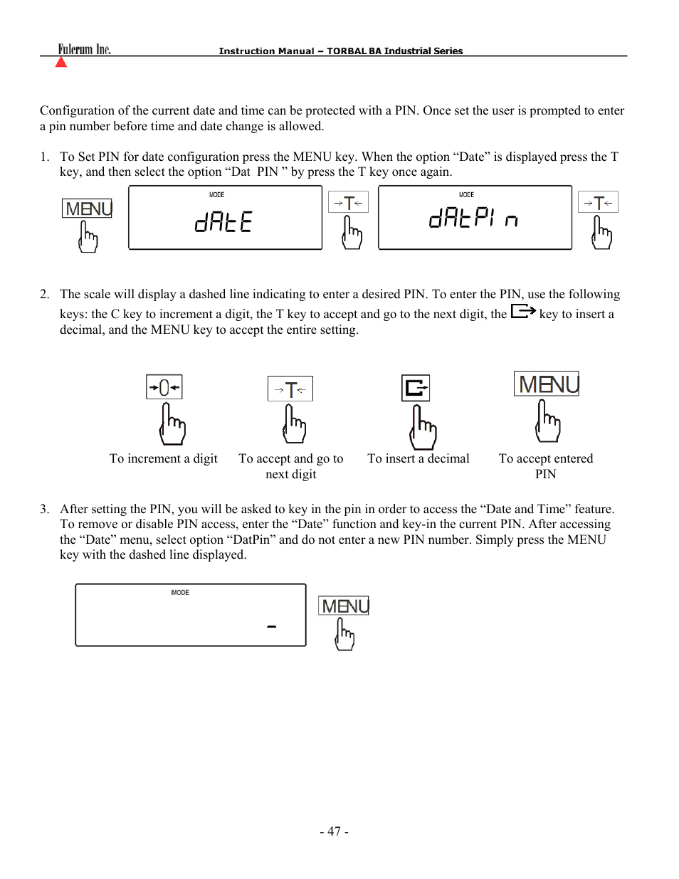 Date datpin | Torbal BAS Series User Manual | Page 48 / 59