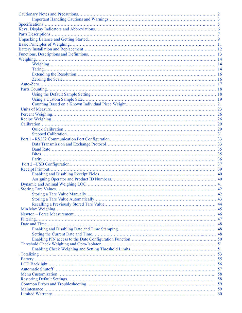 Bta portable scale instruction manual_final_nc | Torbal BTA Series User Manual | Page 2 / 62