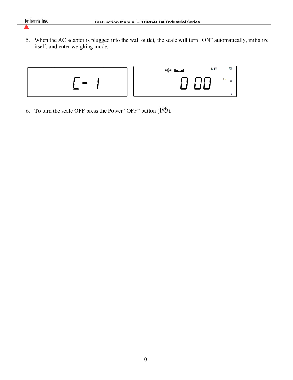 C-1 0.00 | Torbal BT Precision Portable User Manual | Page 10 / 60
