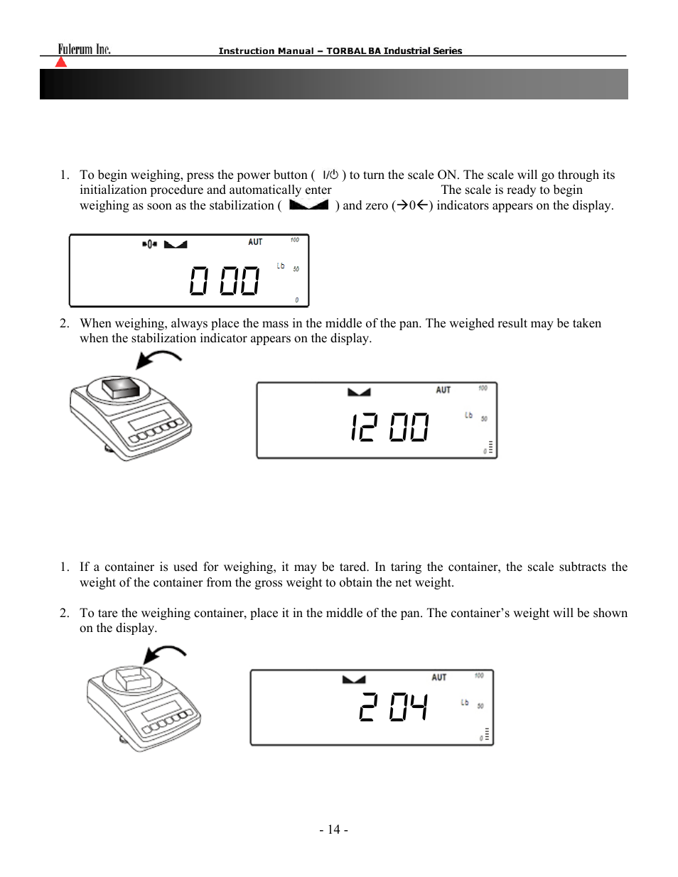Torbal BT Precision Portable User Manual | Page 14 / 60