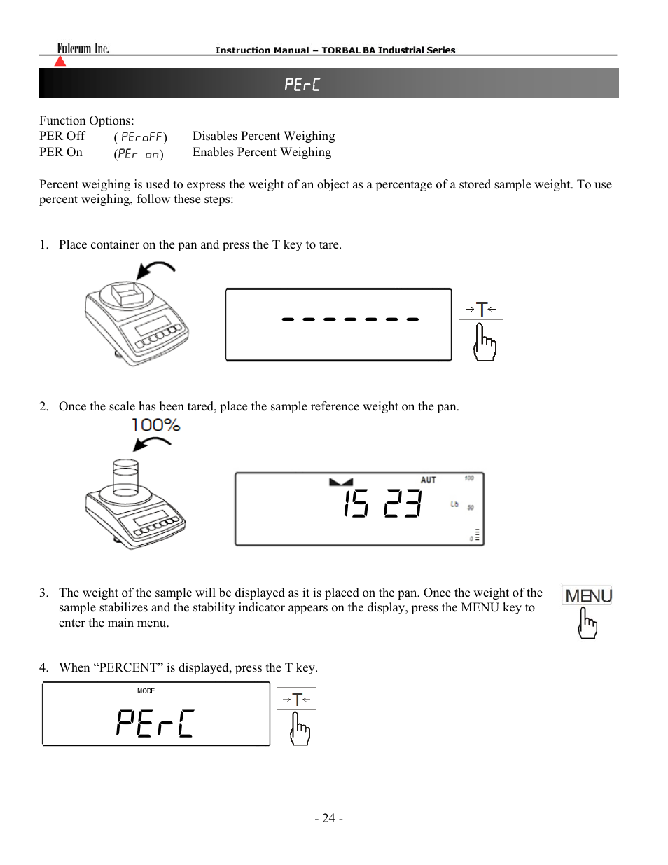 Perc | Torbal BT Precision Portable User Manual | Page 24 / 60