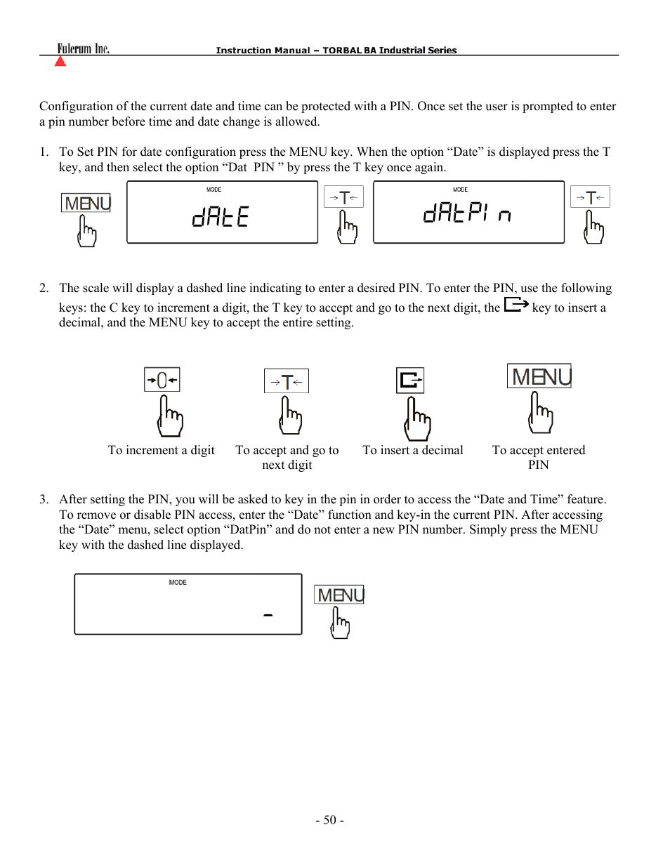 Date datpin | Torbal BT Precision Portable User Manual | Page 50 / 60
