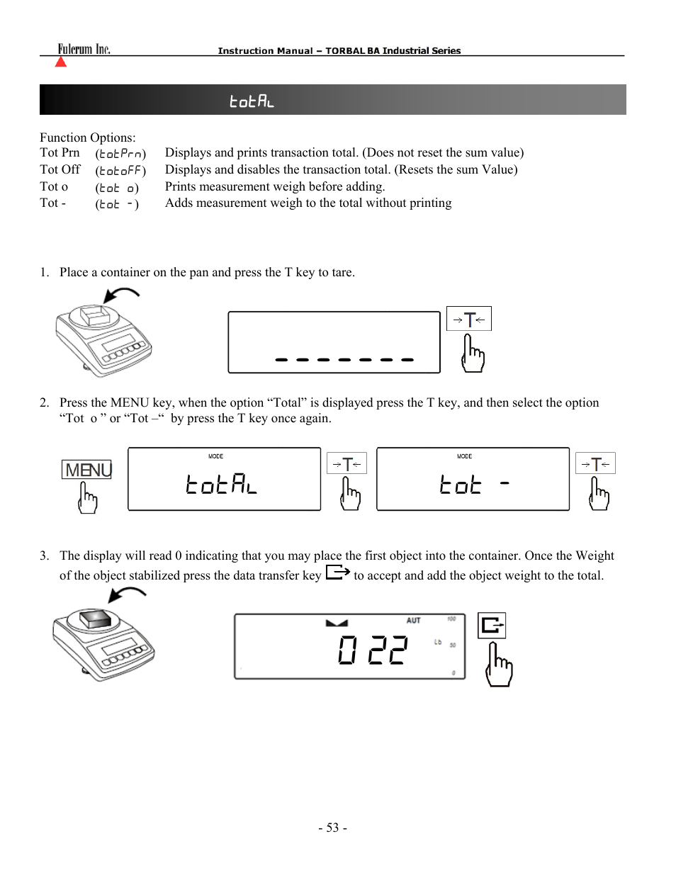 Total tot | Torbal BT Precision Portable User Manual | Page 53 / 60