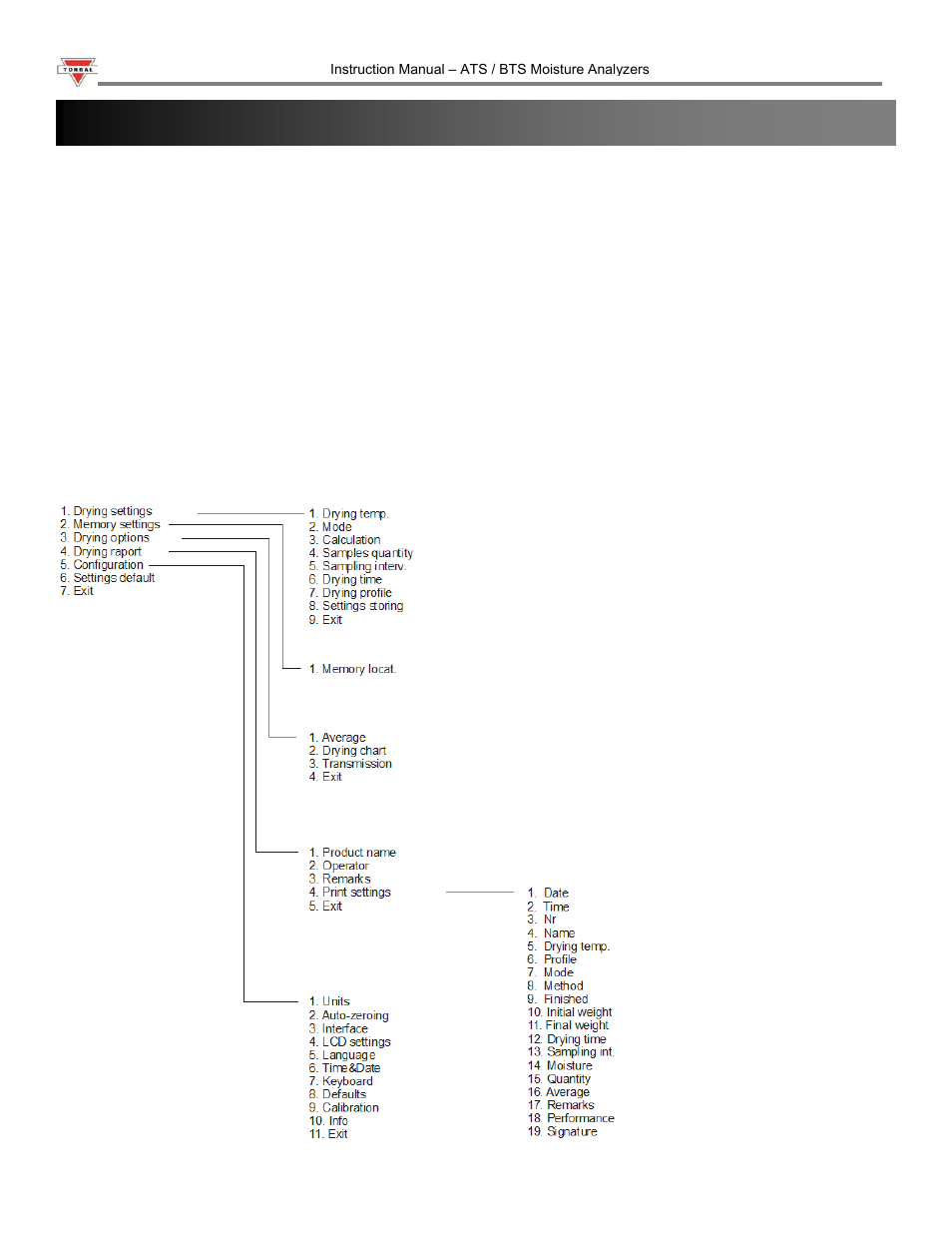 Chapter 7: main menu | Torbal ATS120 User Manual | Page 12 / 39