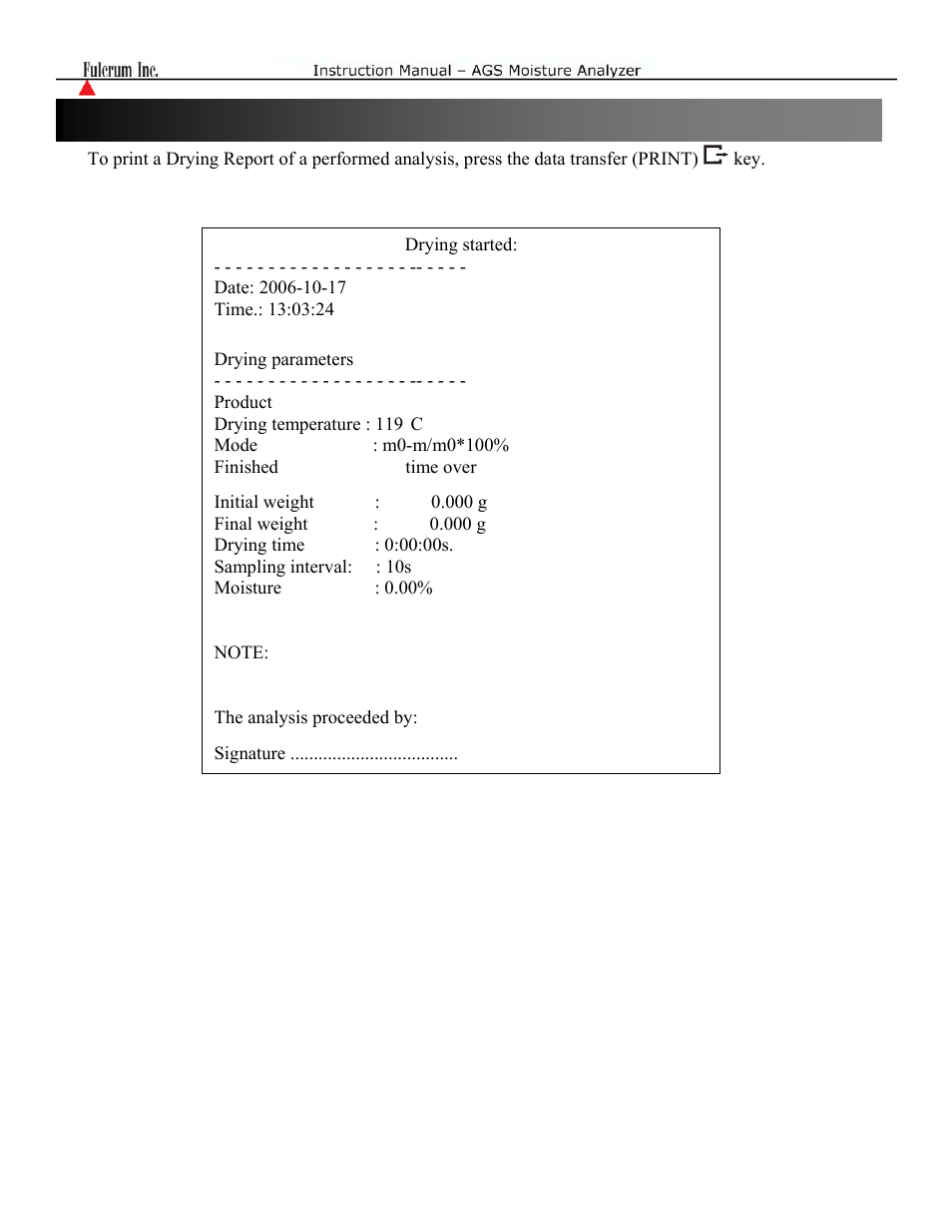 Chapter 14: report printing | Torbal AGS100 250C PRO Manual User Manual | Page 27 / 48