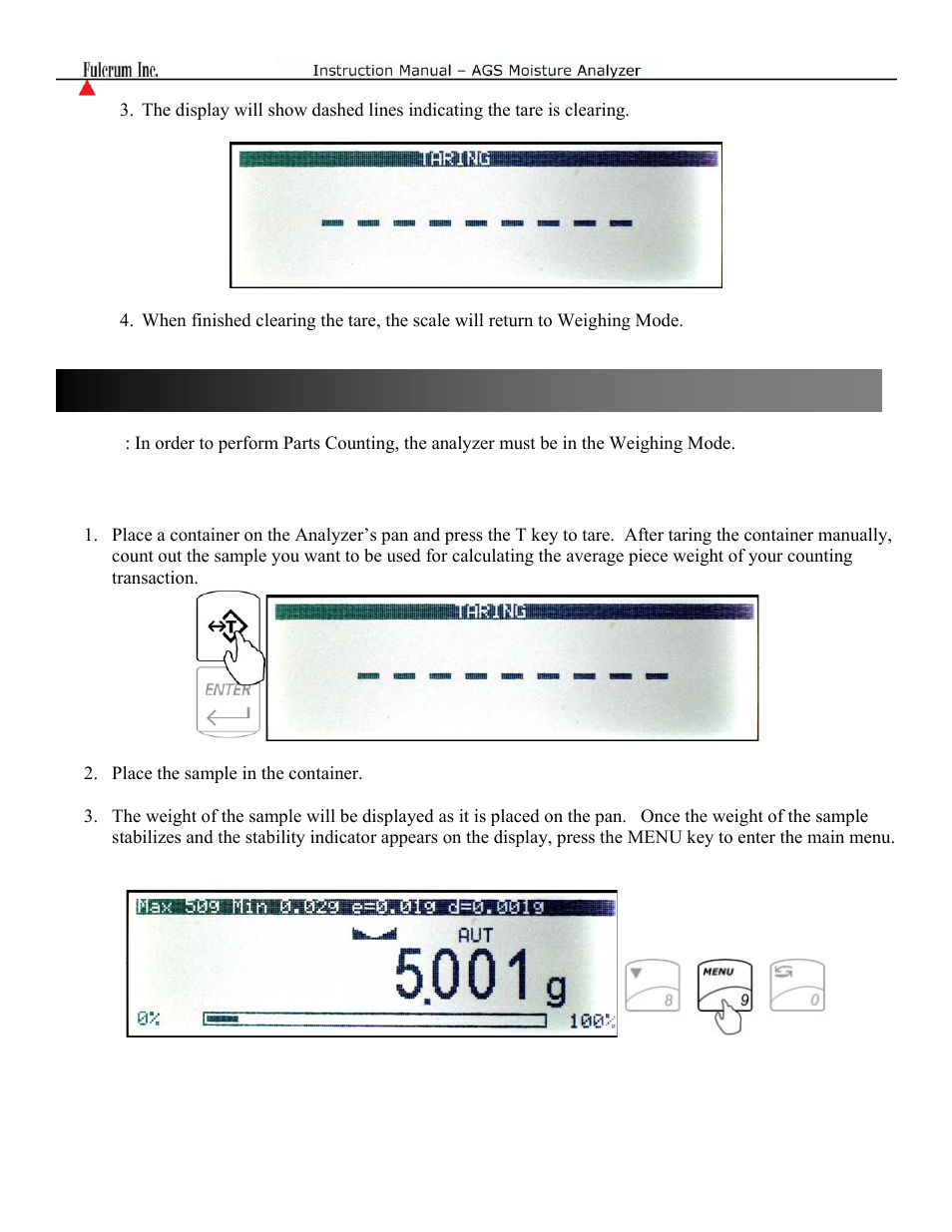 Chapter 17: parts counting | Torbal AGS Moisture Analyzer Instruction Manual User Manual | Page 31 / 48