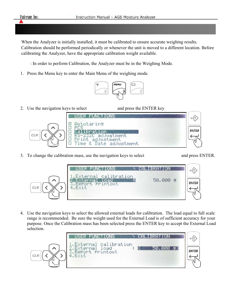 Chapter 18: calibration | Torbal AGS Moisture Analyzer Instruction Manual User Manual | Page 35 / 48