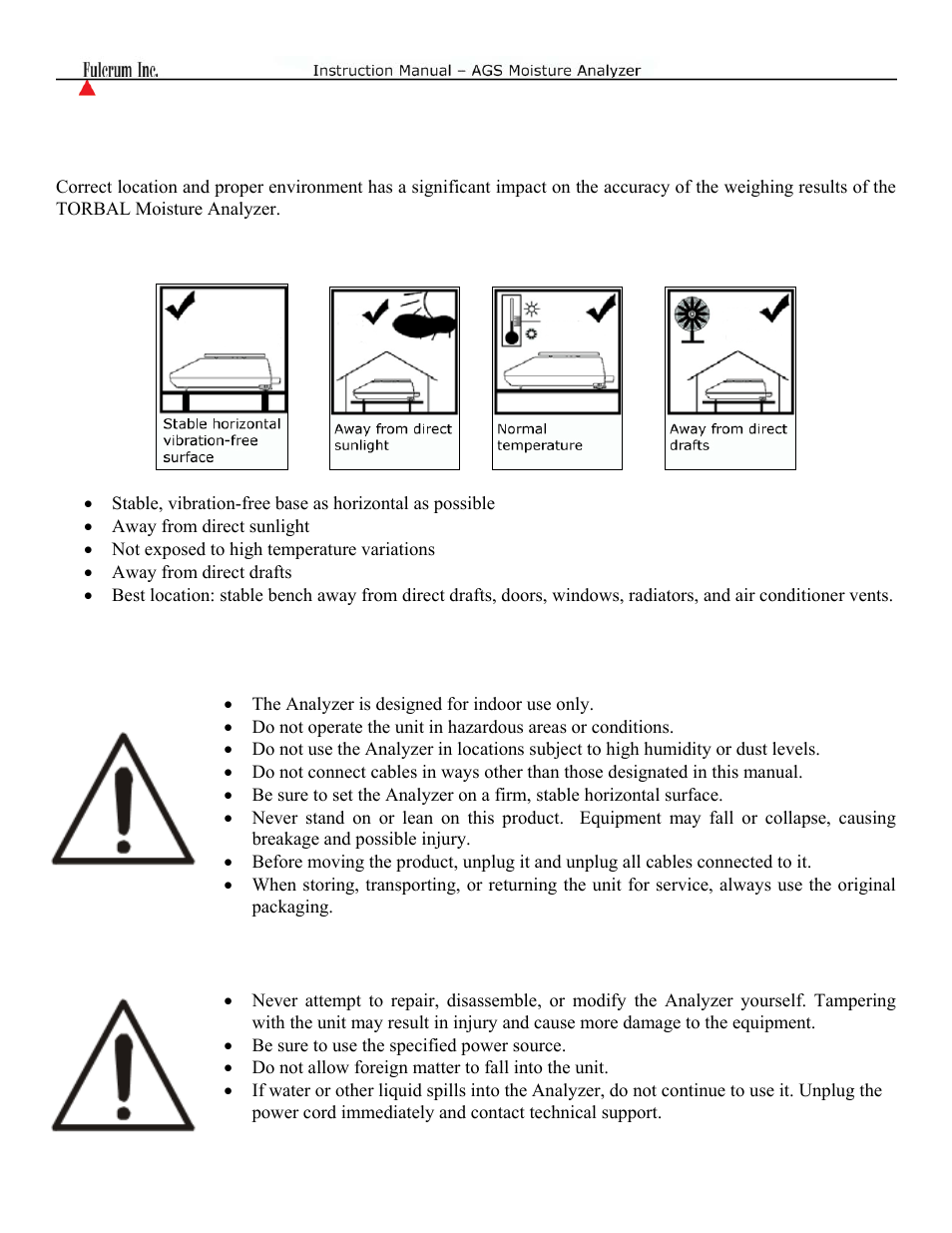 Caution, Warning | Torbal AGS Moisture Analyzer Instruction Manual User Manual | Page 5 / 48