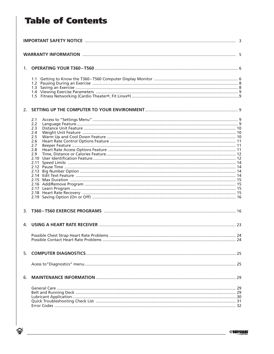 Bodyguard T360 User Manual | Page 2 / 36