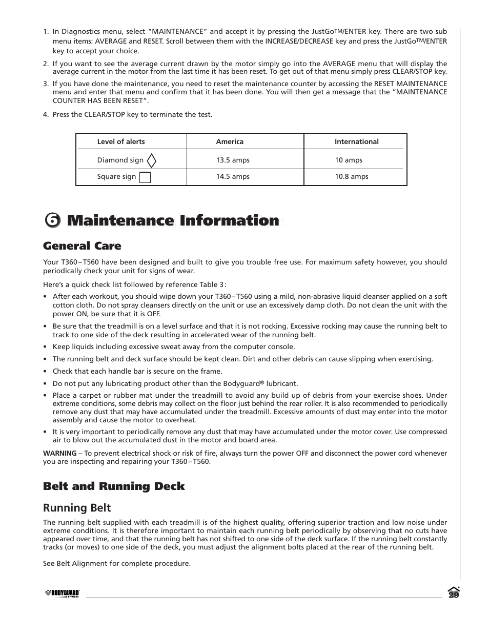 Maintenance information | Bodyguard T360 User Manual | Page 29 / 36