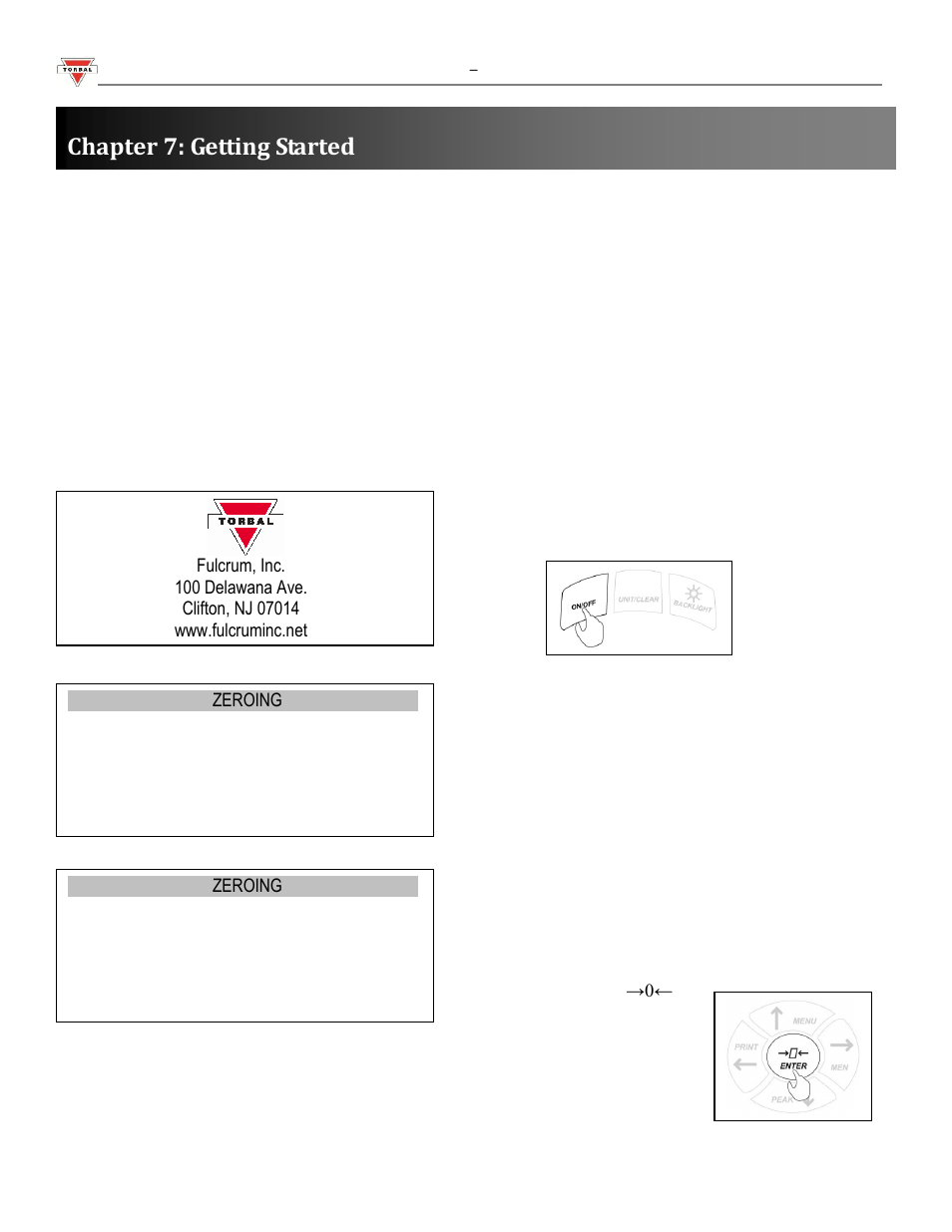 Fa0017, Chapter 7: getting started | Torbal FA Series User Manual | Page 13 / 36