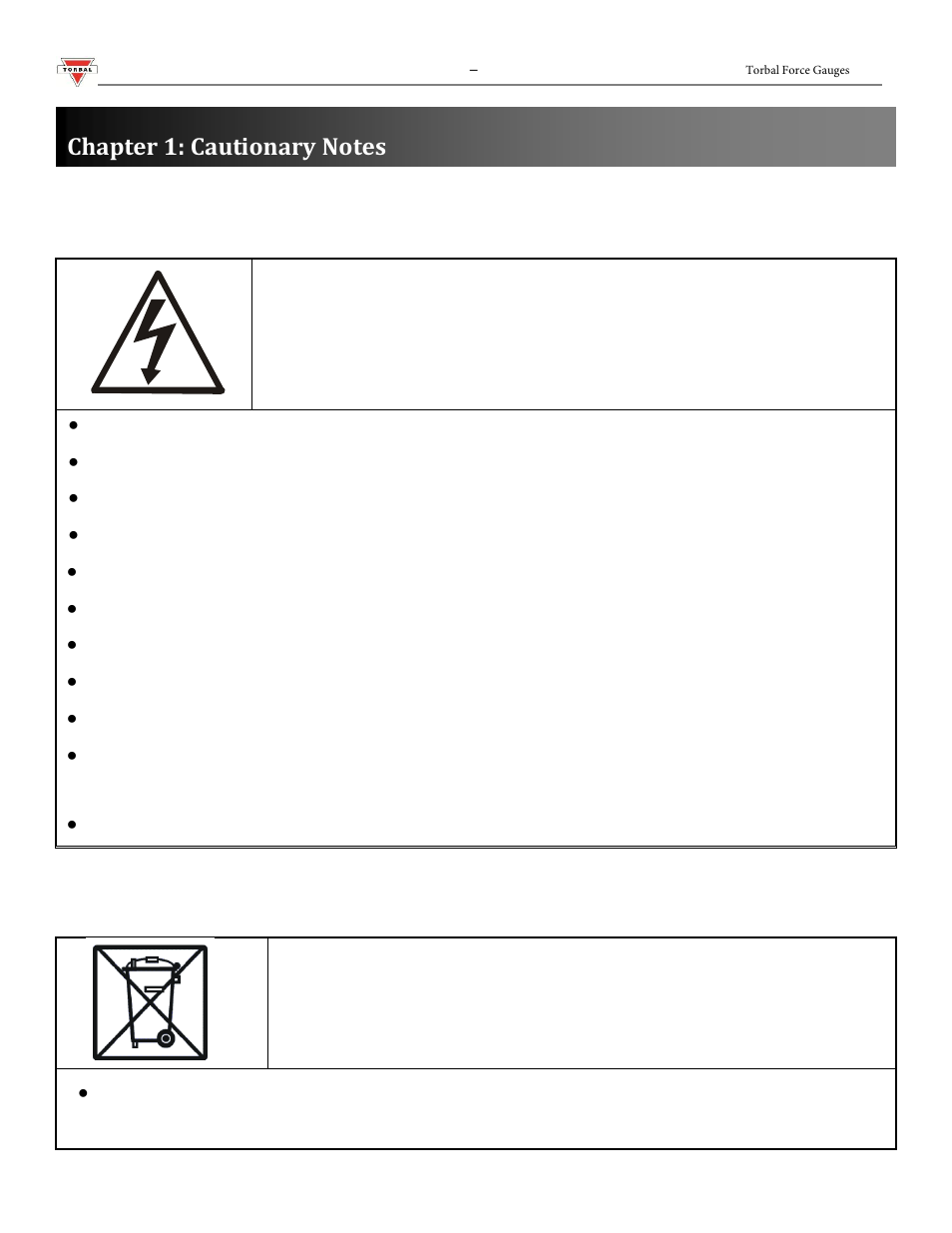 1 main safety rules, 2 rules for disposing of a worn force gauge | Torbal FA Series User Manual | Page 2 / 36