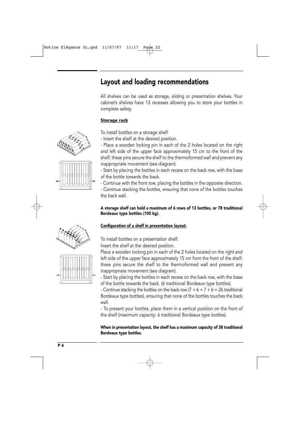 Layout and loading recommendations | Transtherm Elegance Studio Fitted Cabinet User Manual | Page 22 / 100